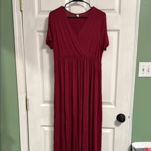 Elegant Red Women's Maternity Dress
